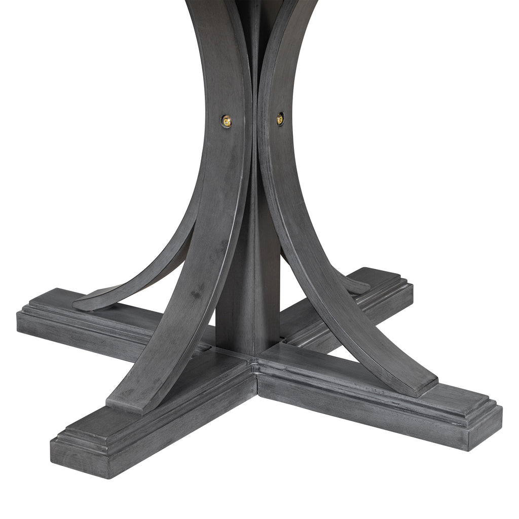 5-Piece Retro Round Dining Table Set – Dark Gray
