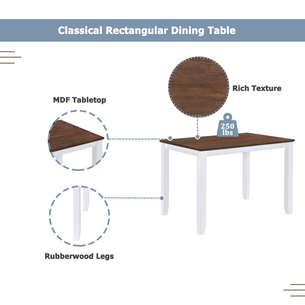 5-Piece Minimalist Dining Table Set – White