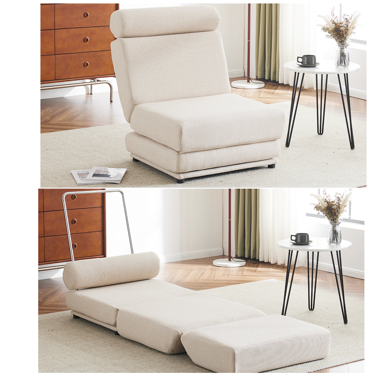 Foldable Sofa Bed Chair – Cream White