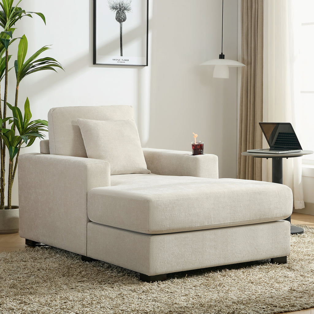 Oversized Chaise Lounger – Cream