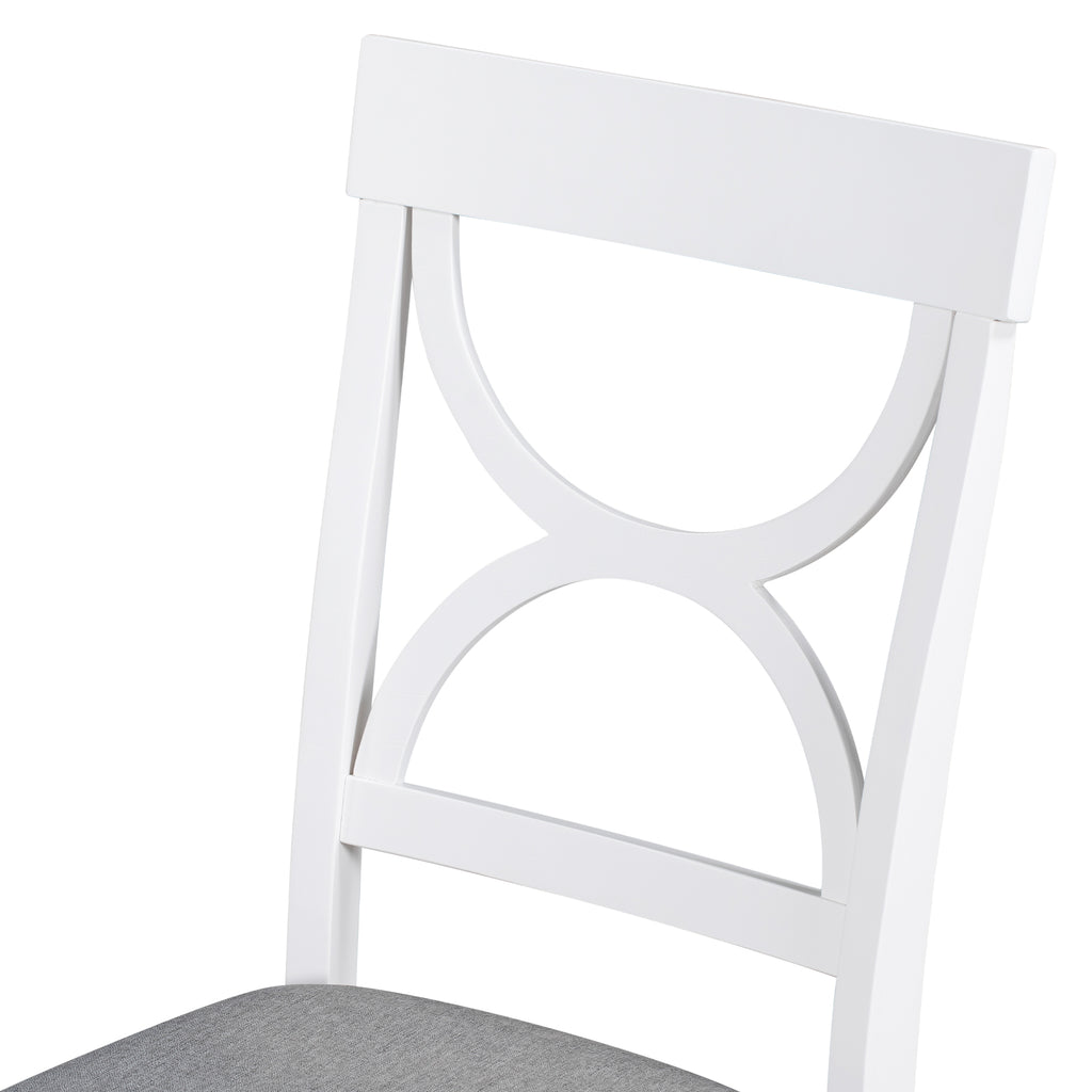 6-Piece Farmhouse Dining Table Set – Gray & White