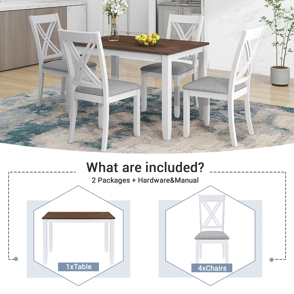 5-Piece Minimalist Dining Table Set – White