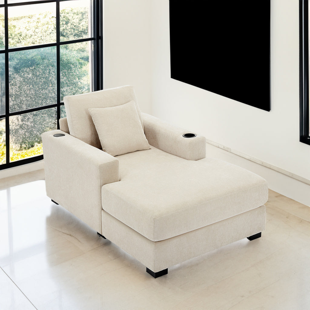 Oversized Chaise Lounger – Cream