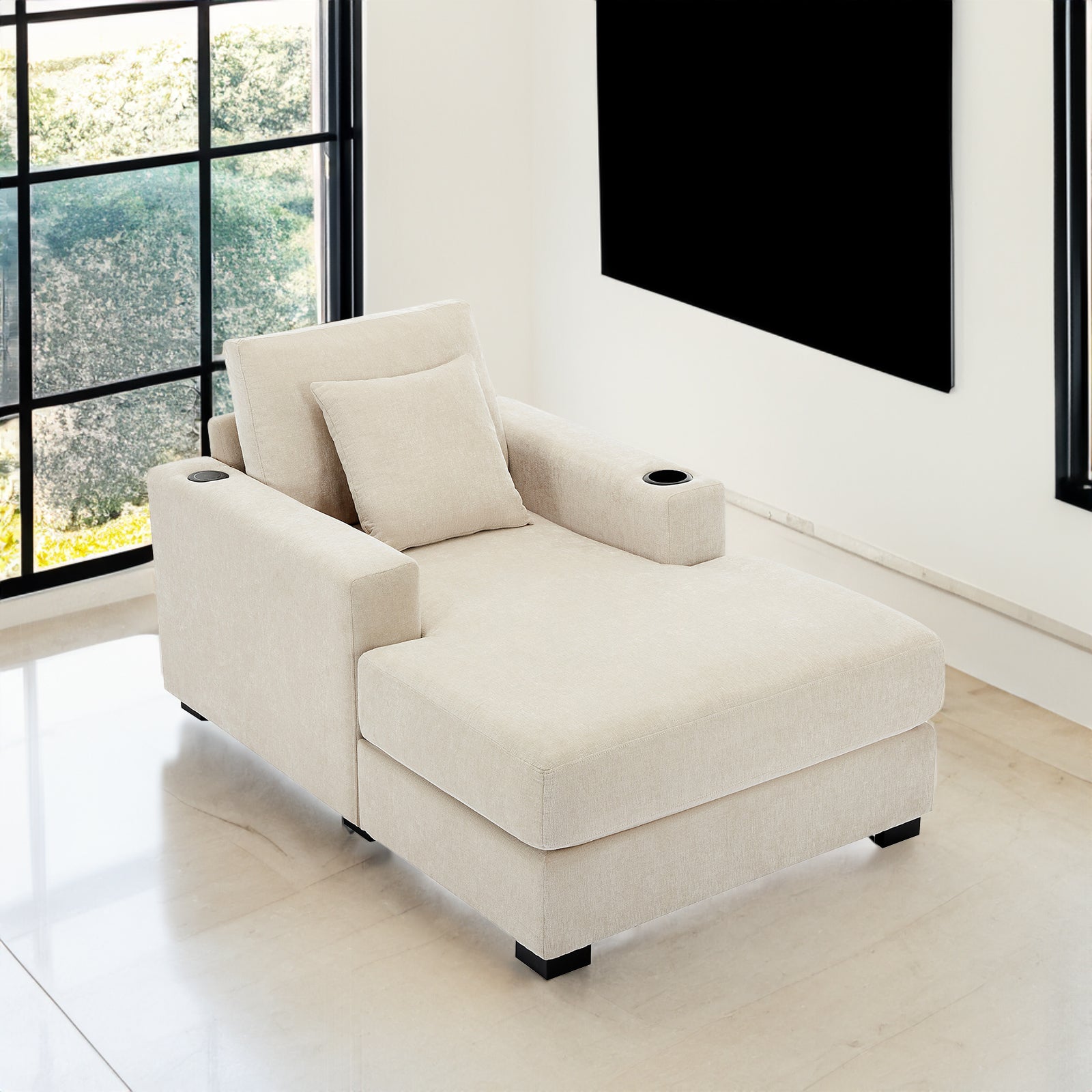 Oversized Chaise Lounger – Cream
