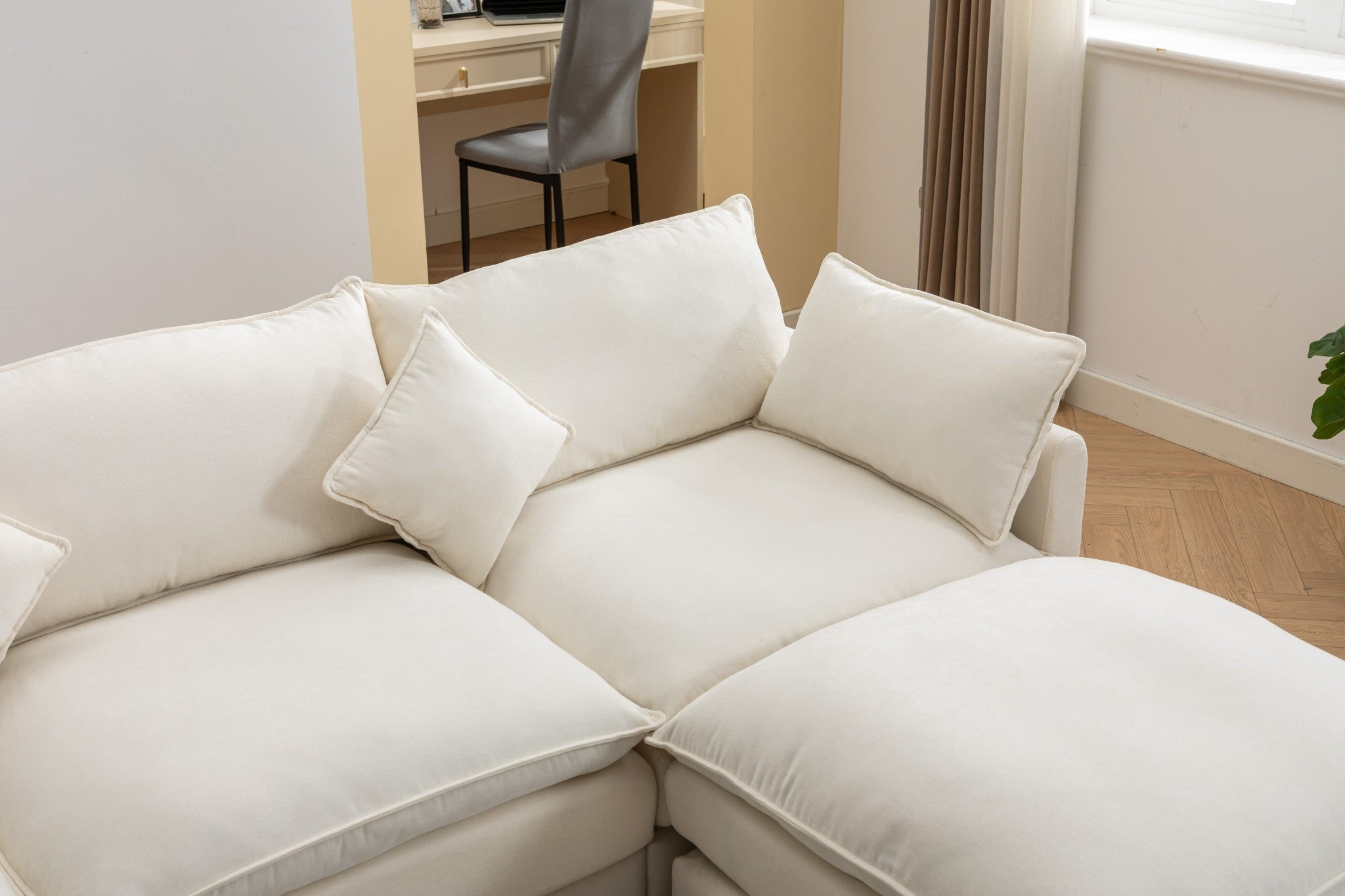 3-Seater L-Shaped Modular Sectional Sofa with Ottoman