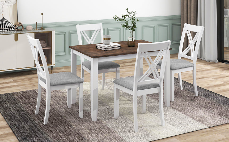 5-Piece Minimalist Dining Table Set – White