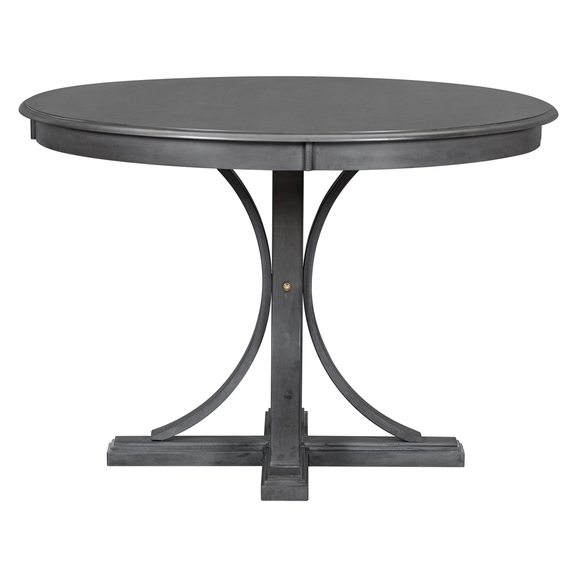 5-Piece Retro Round Dining Table Set – Dark Gray