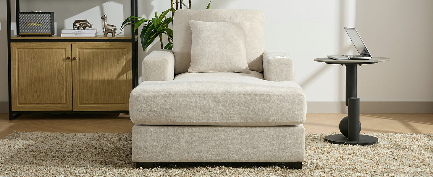 Oversized Chaise Lounger – Cream