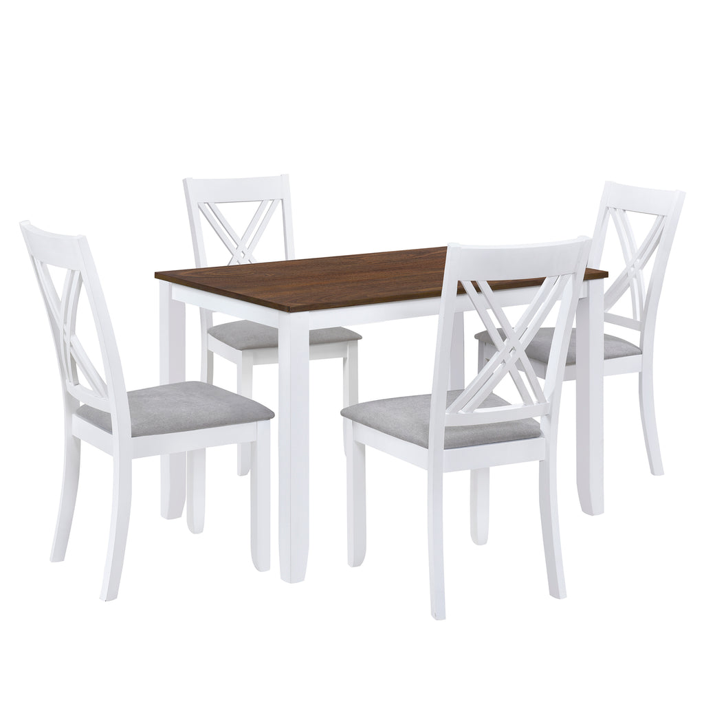 5-Piece Minimalist Dining Table Set – White