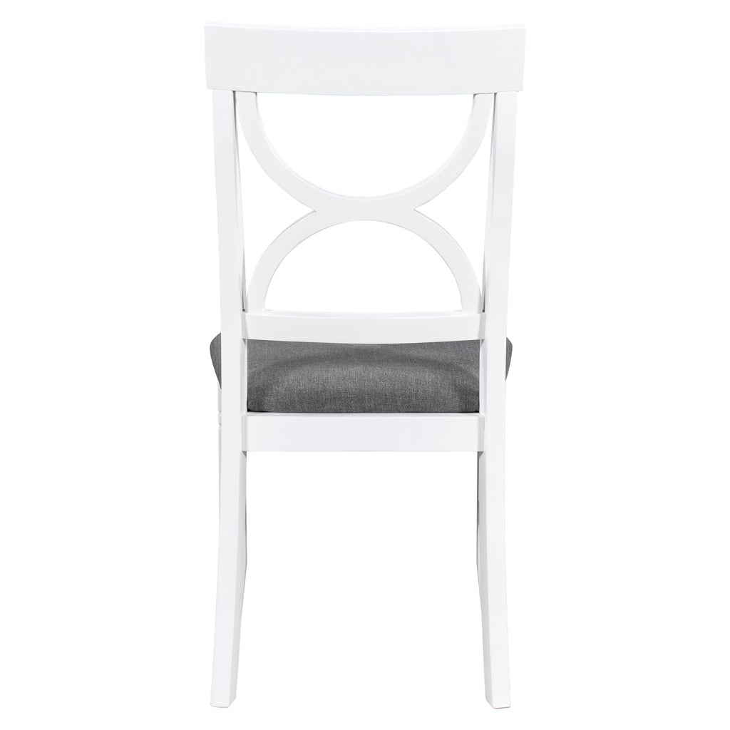 6-Piece Farmhouse Dining Table Set – Gray & White