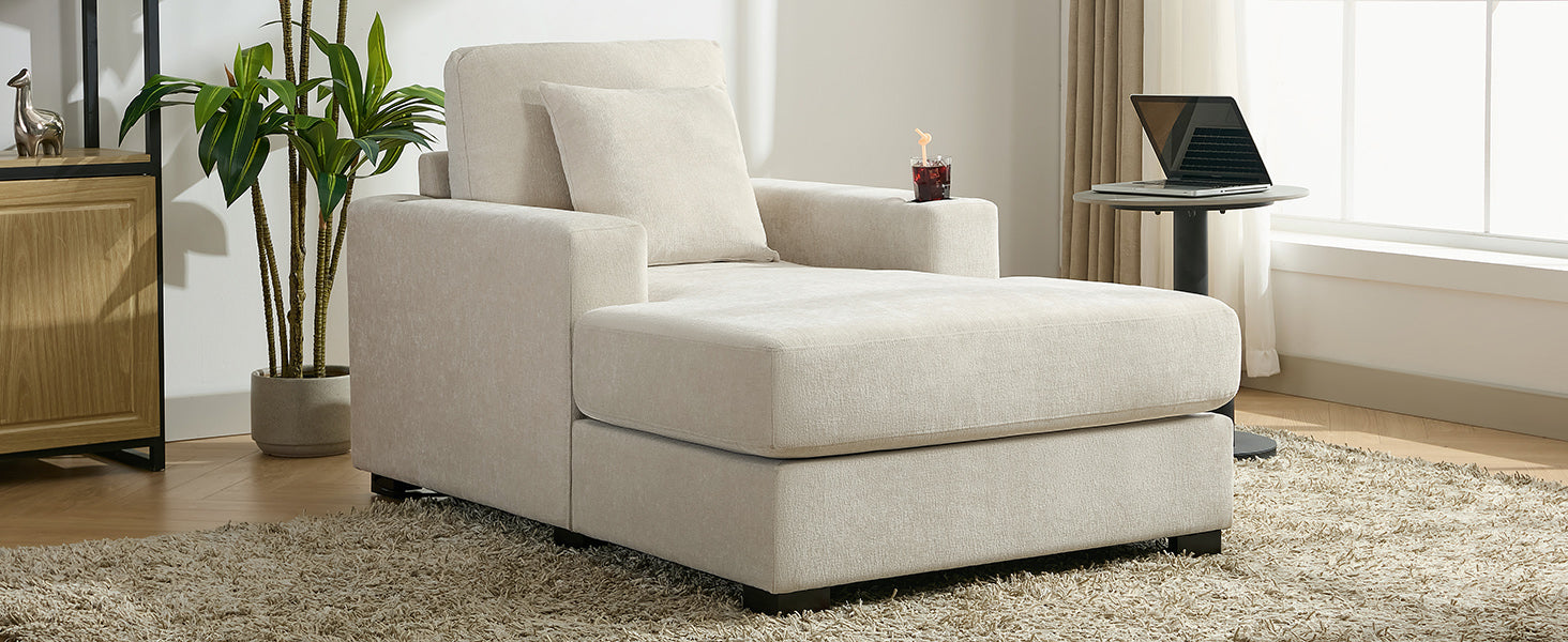 Oversized Chaise Lounger – Cream