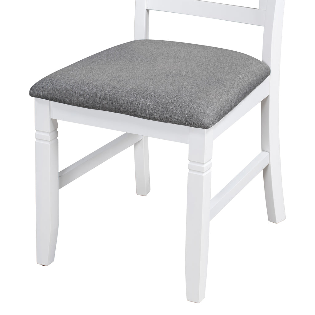 6-Piece Farmhouse Dining Table Set – Gray & White