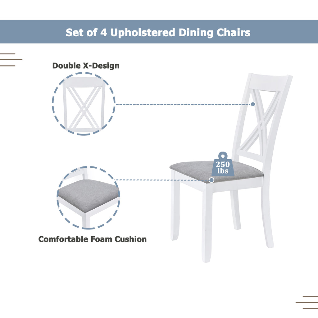 5-Piece Minimalist Dining Table Set – White