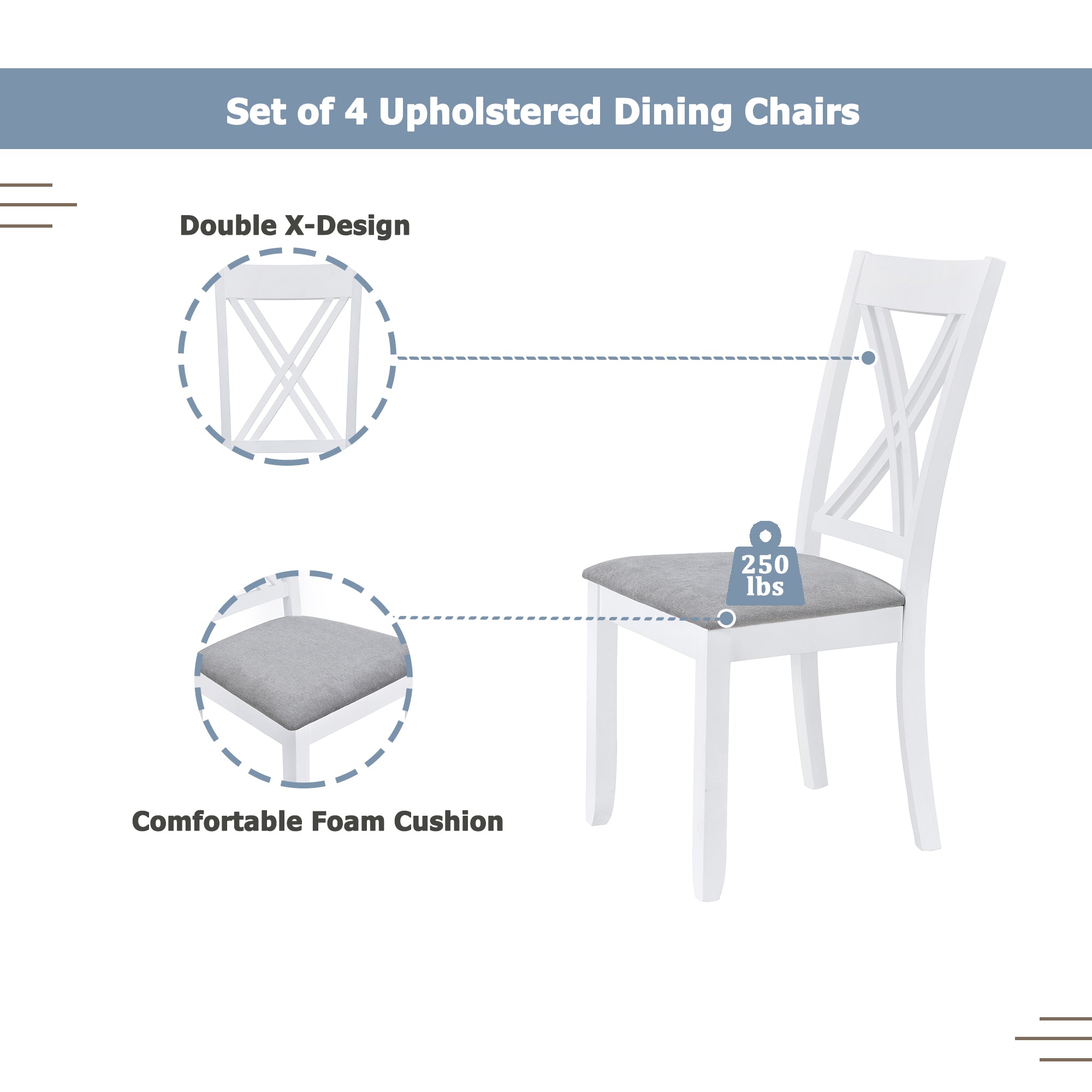 5-Piece Minimalist Dining Table Set – White