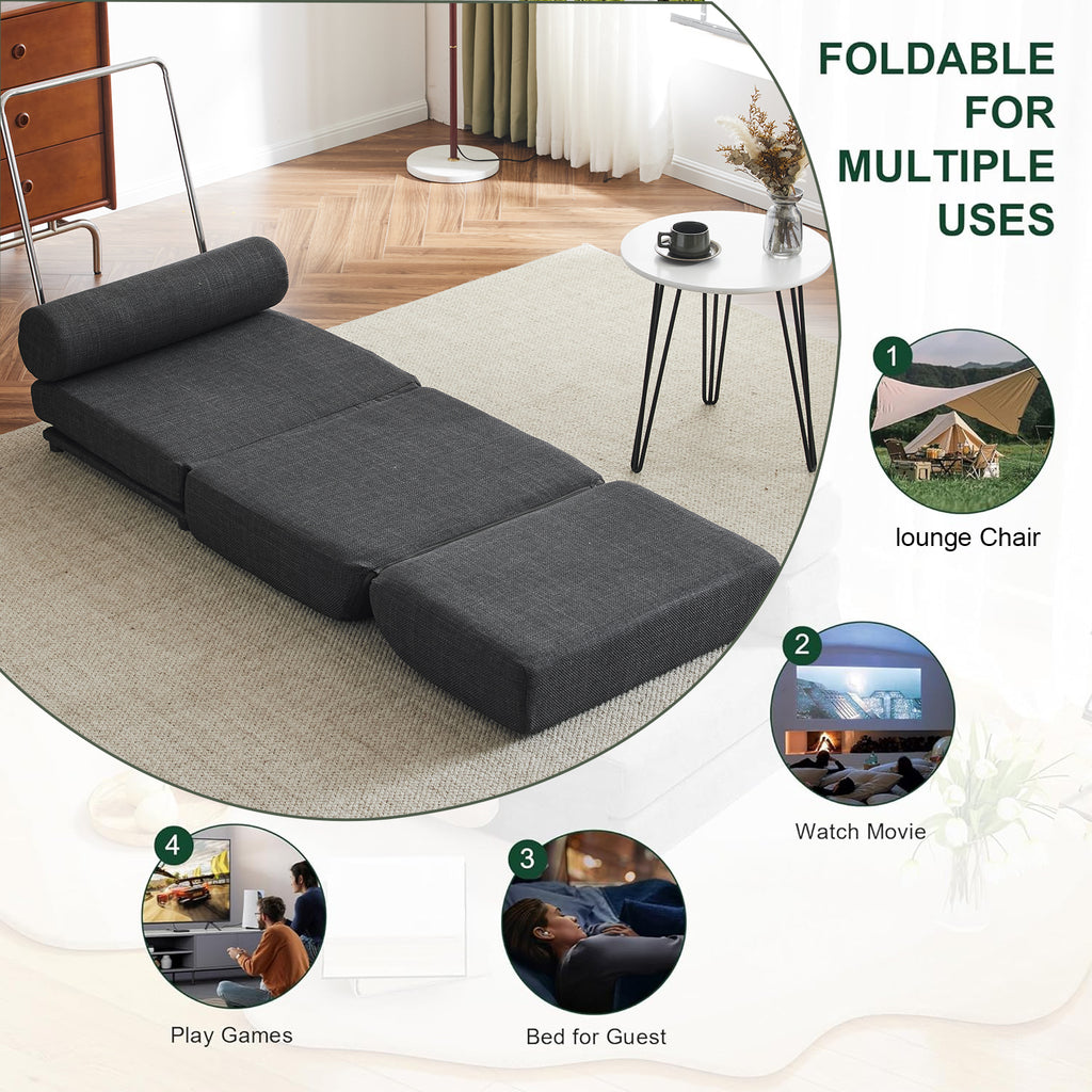 Foldable Sofa Bed Chair – Dark Grey