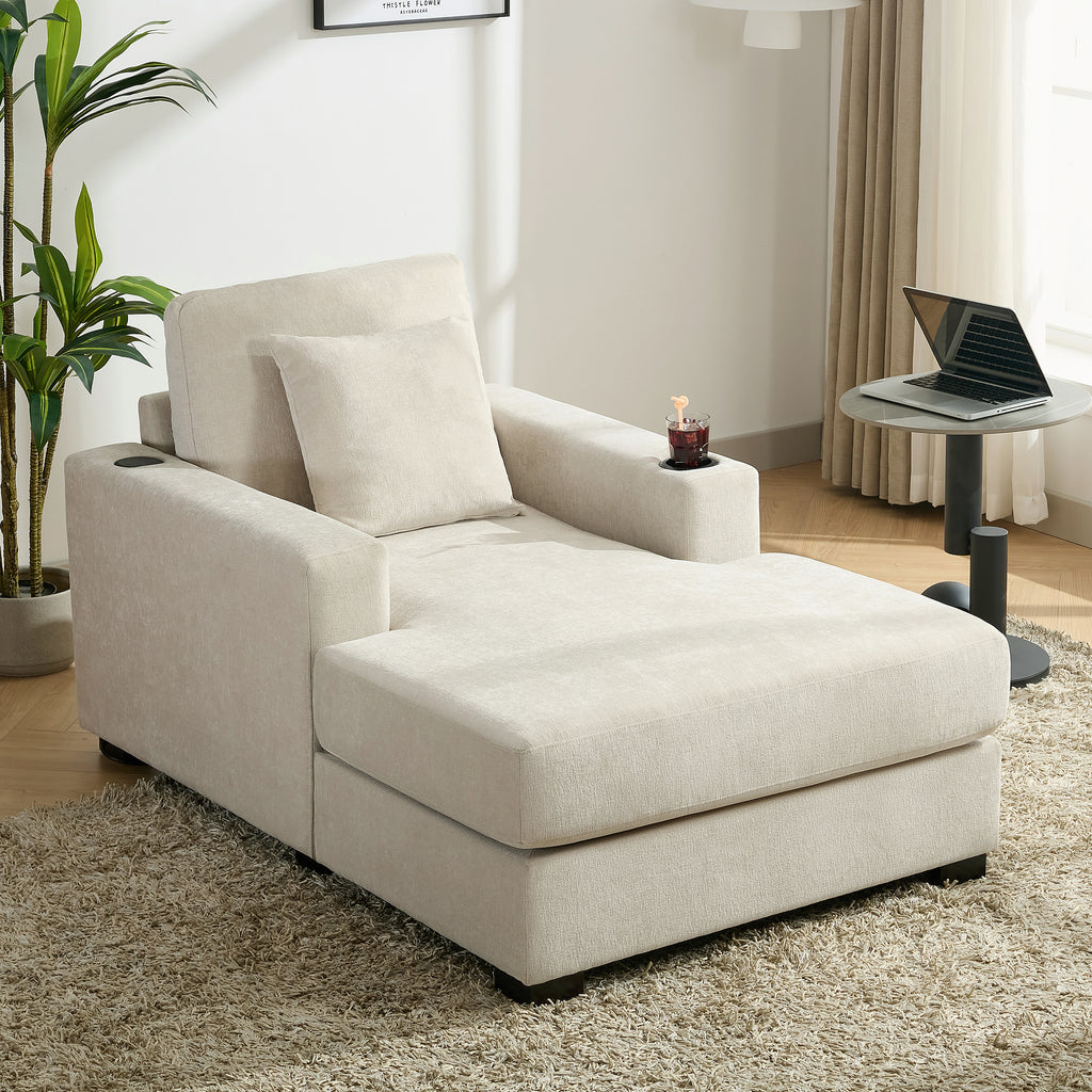 Oversized Chaise Lounger – Cream