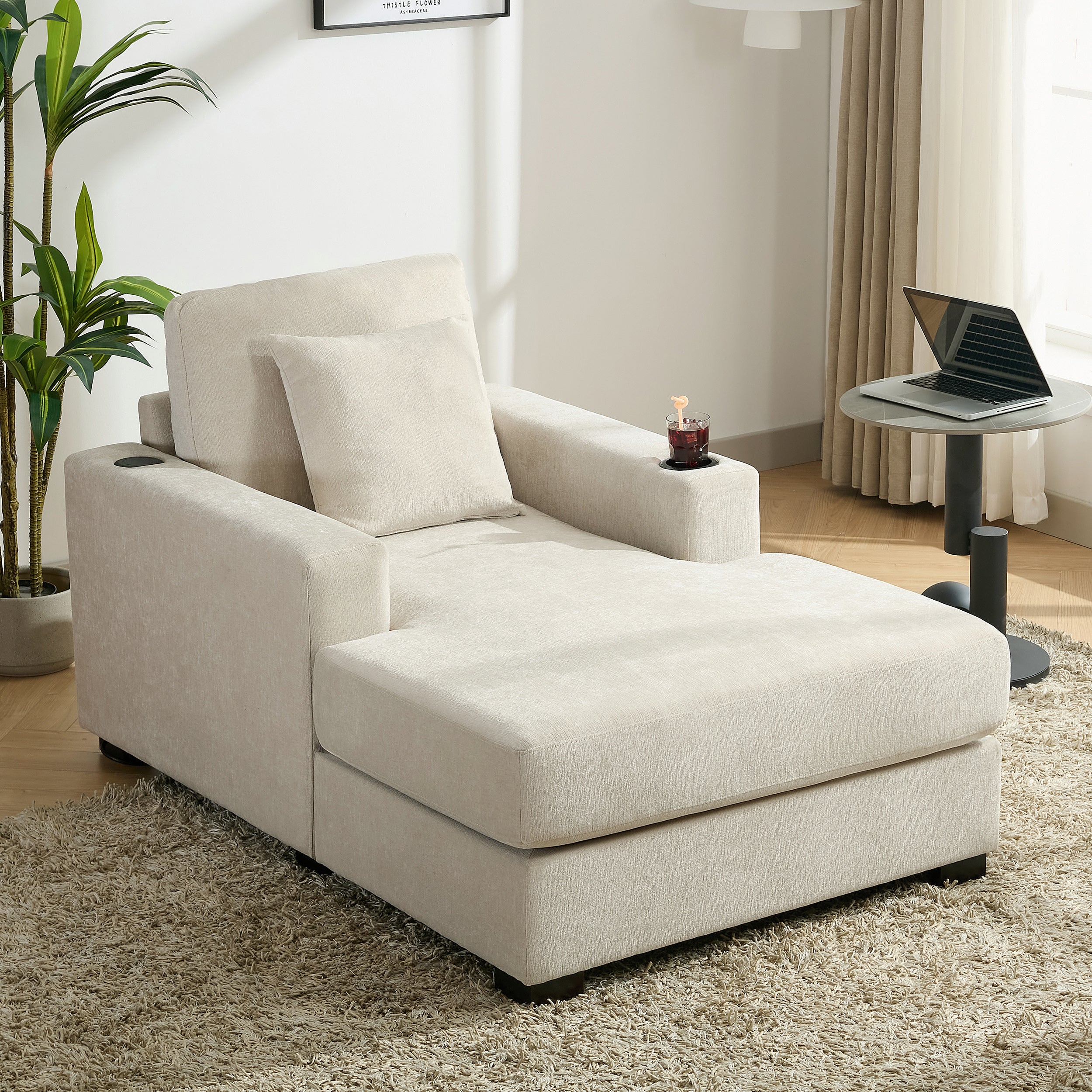 Oversized Chaise Lounger – Cream