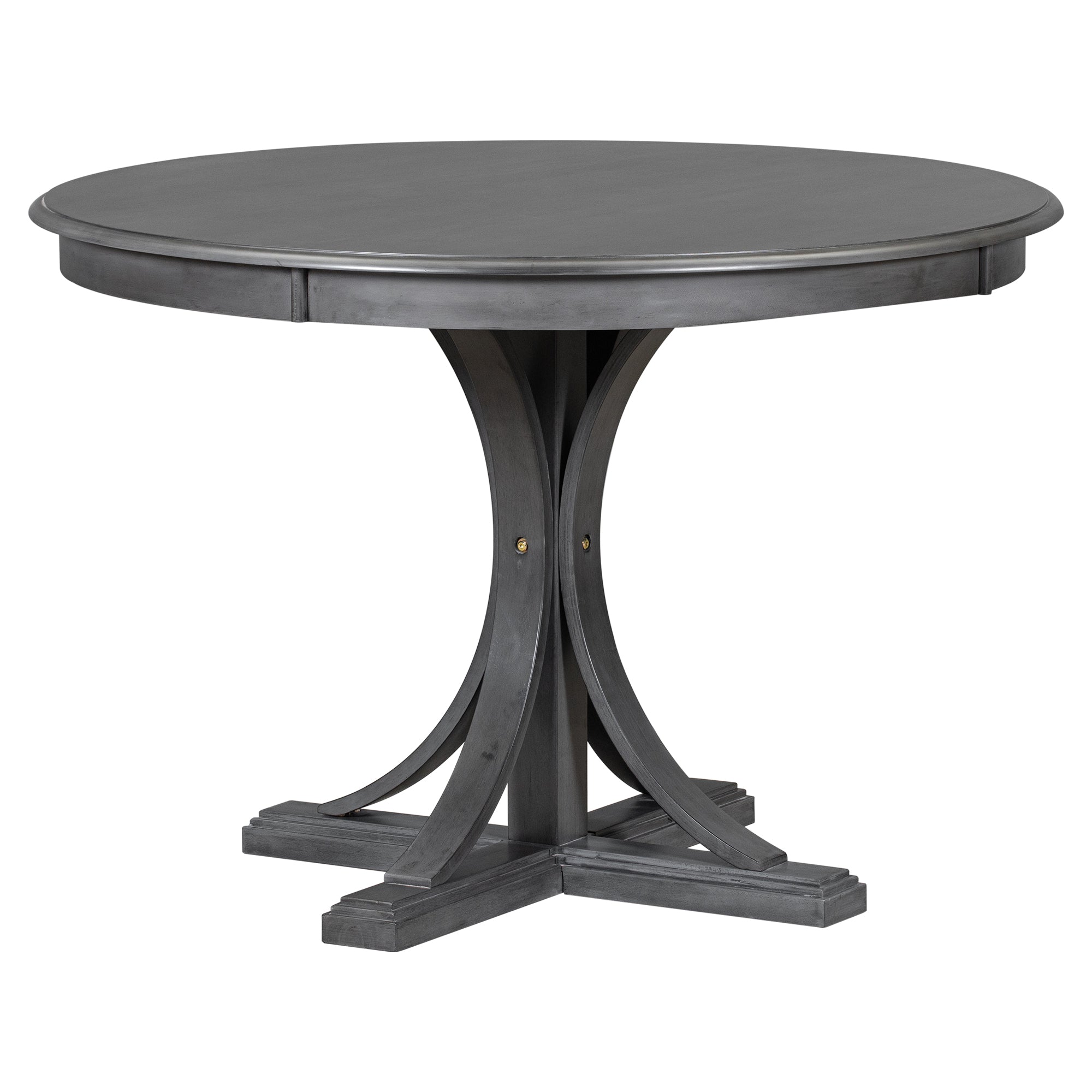 5-Piece Retro Round Dining Table Set – Dark Gray