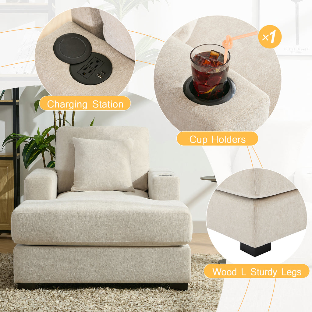 Oversized Chaise Lounger – Cream