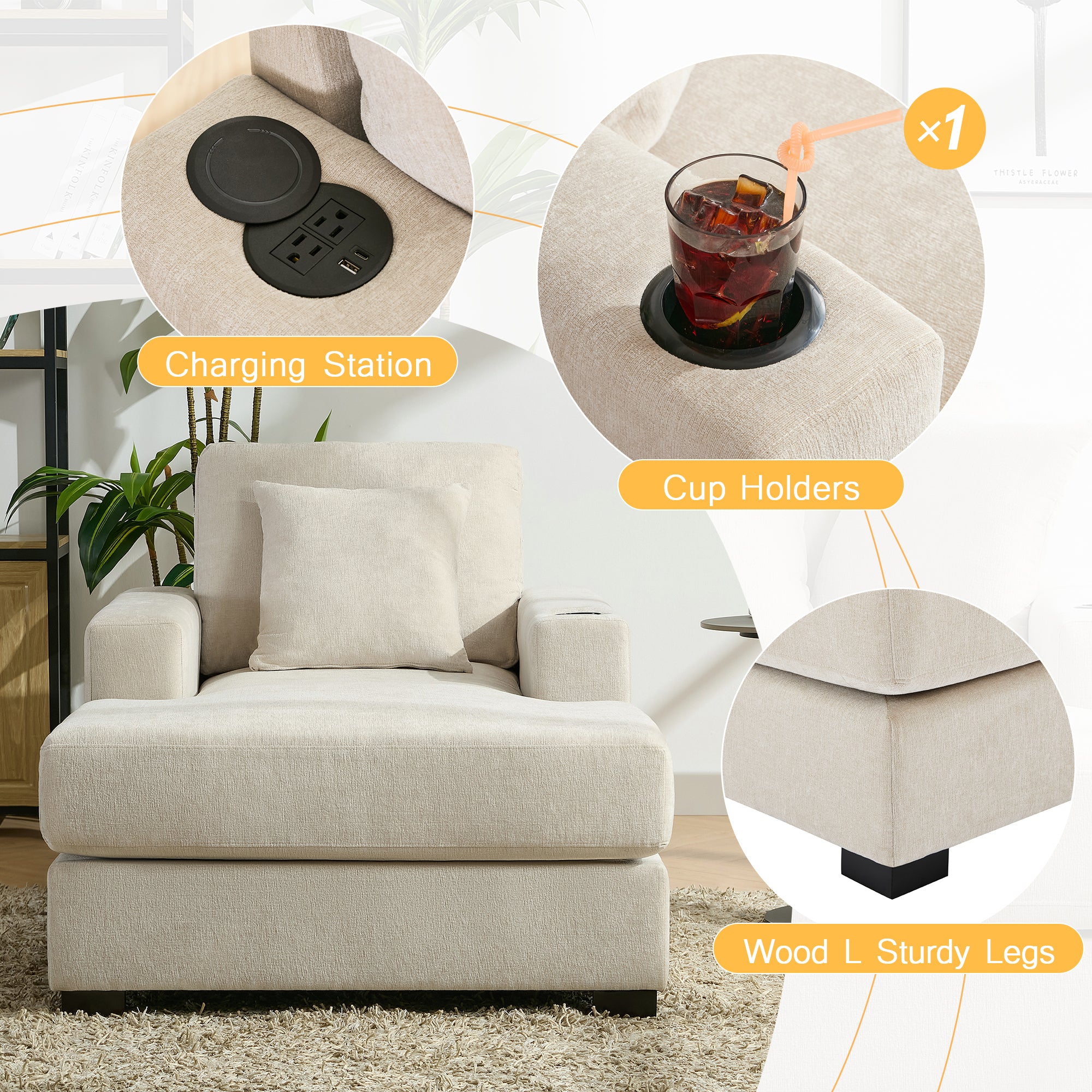 Oversized Chaise Lounger – Cream