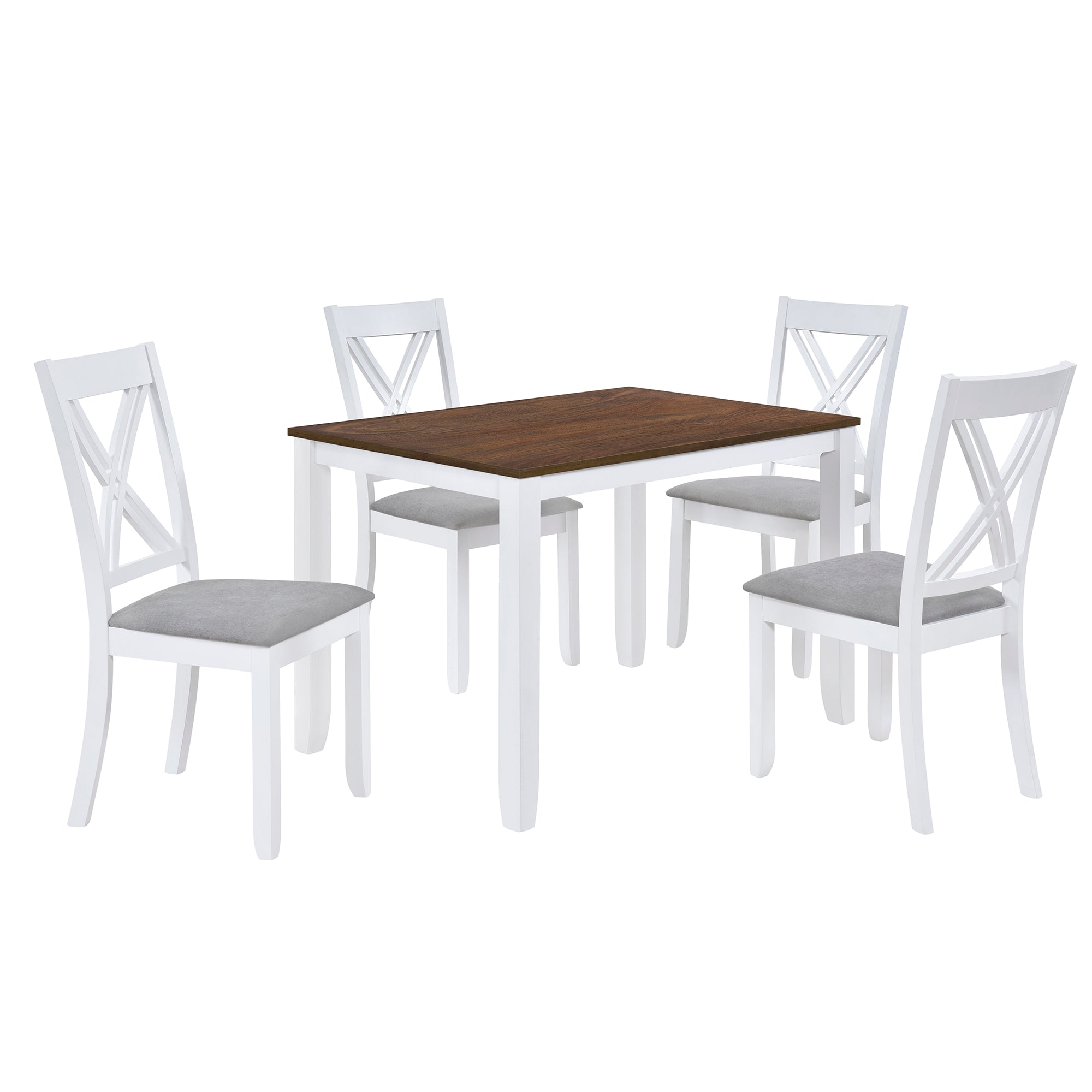 5-Piece Minimalist Dining Table Set – White