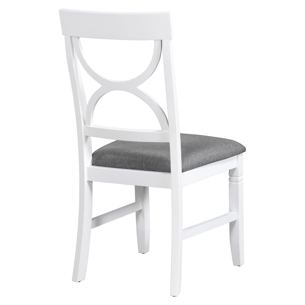 6-Piece Farmhouse Dining Table Set – Gray & White