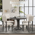 5-Piece Retro Round Dining Table Set – Dark Gray