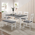 6-Piece Farmhouse Dining Table Set – Gray & White
