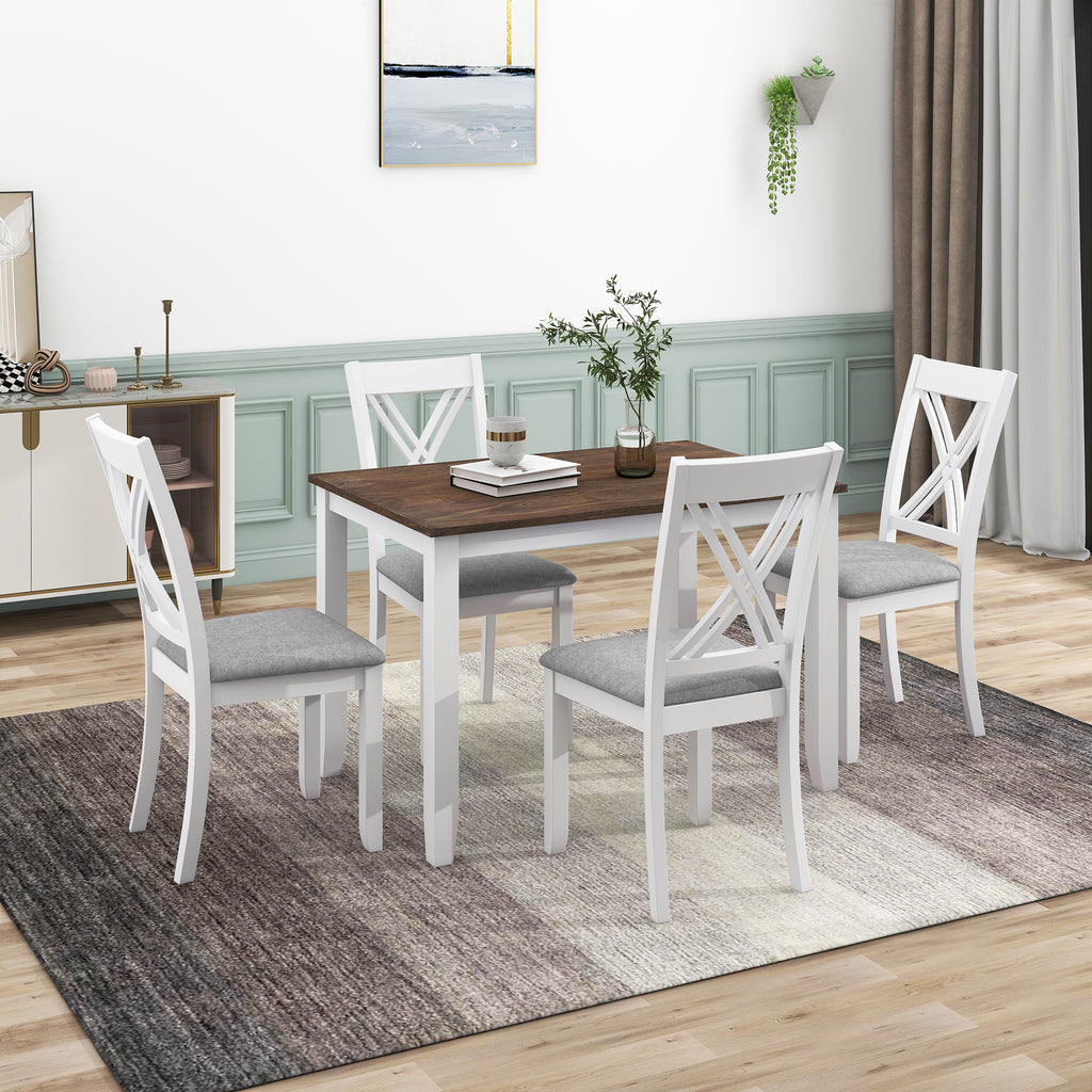 5-Piece Minimalist Dining Table Set – White