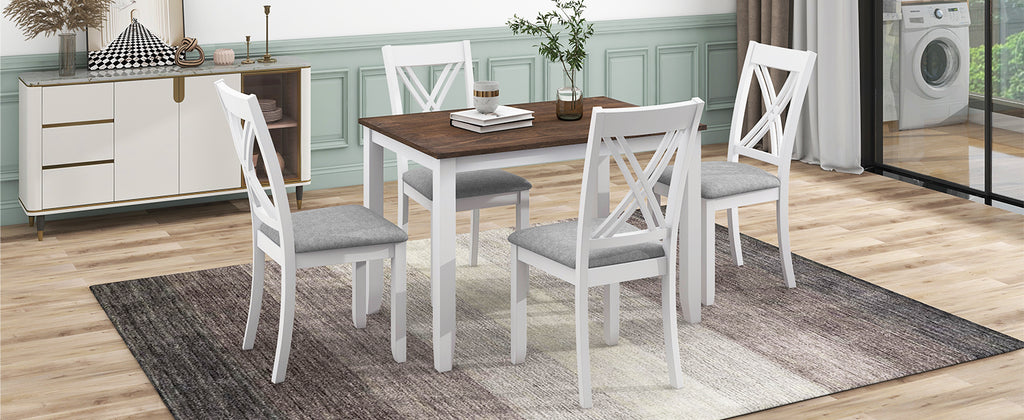 5-Piece Minimalist Dining Table Set – White