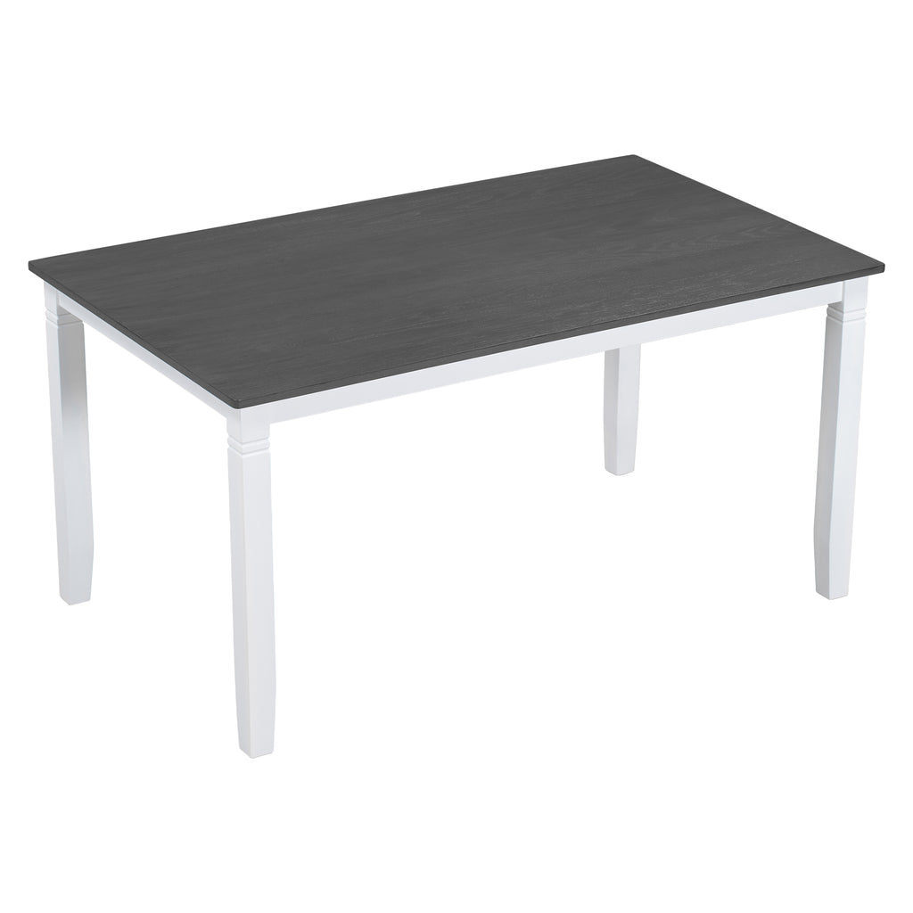 6-Piece Farmhouse Dining Table Set – Gray & White