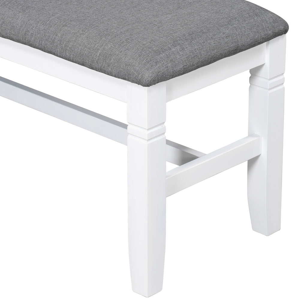 6-Piece Farmhouse Dining Table Set – Gray & White