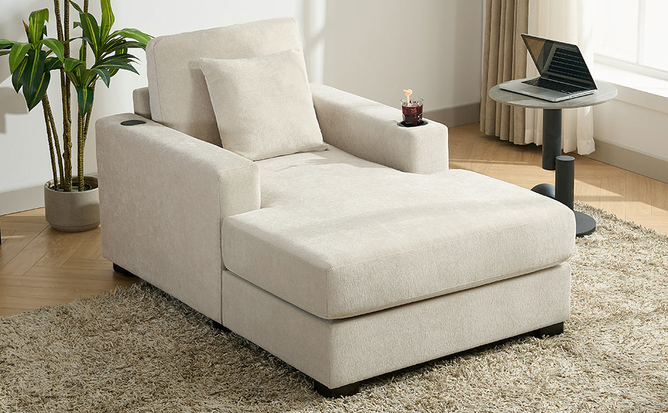 Oversized Chaise Lounger – Cream