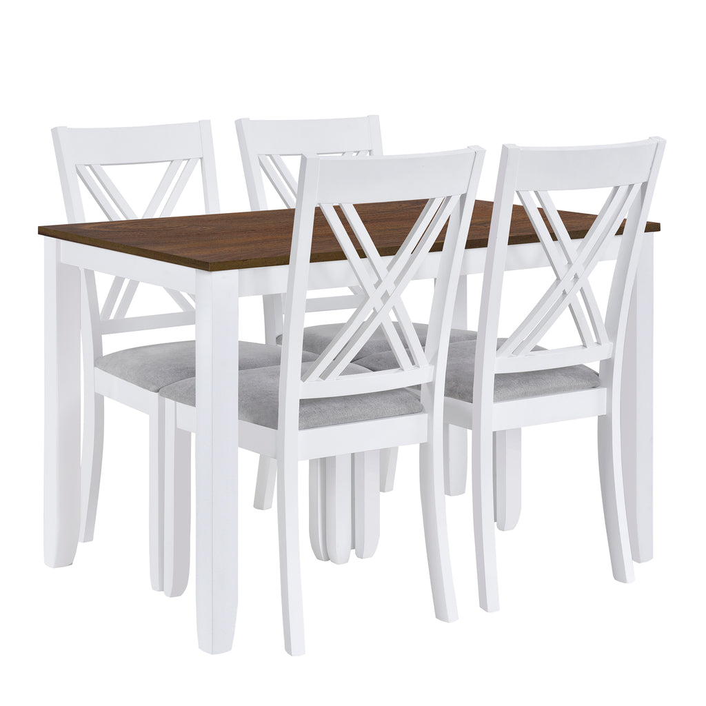 5-Piece Minimalist Dining Table Set – White