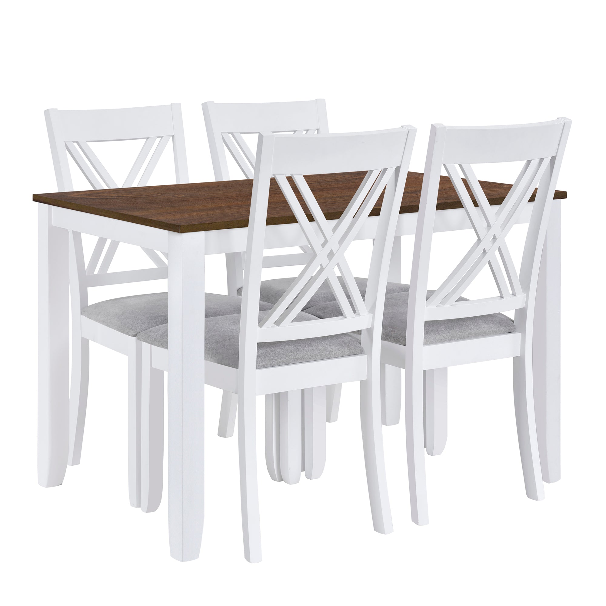 5-Piece Minimalist Dining Table Set – White