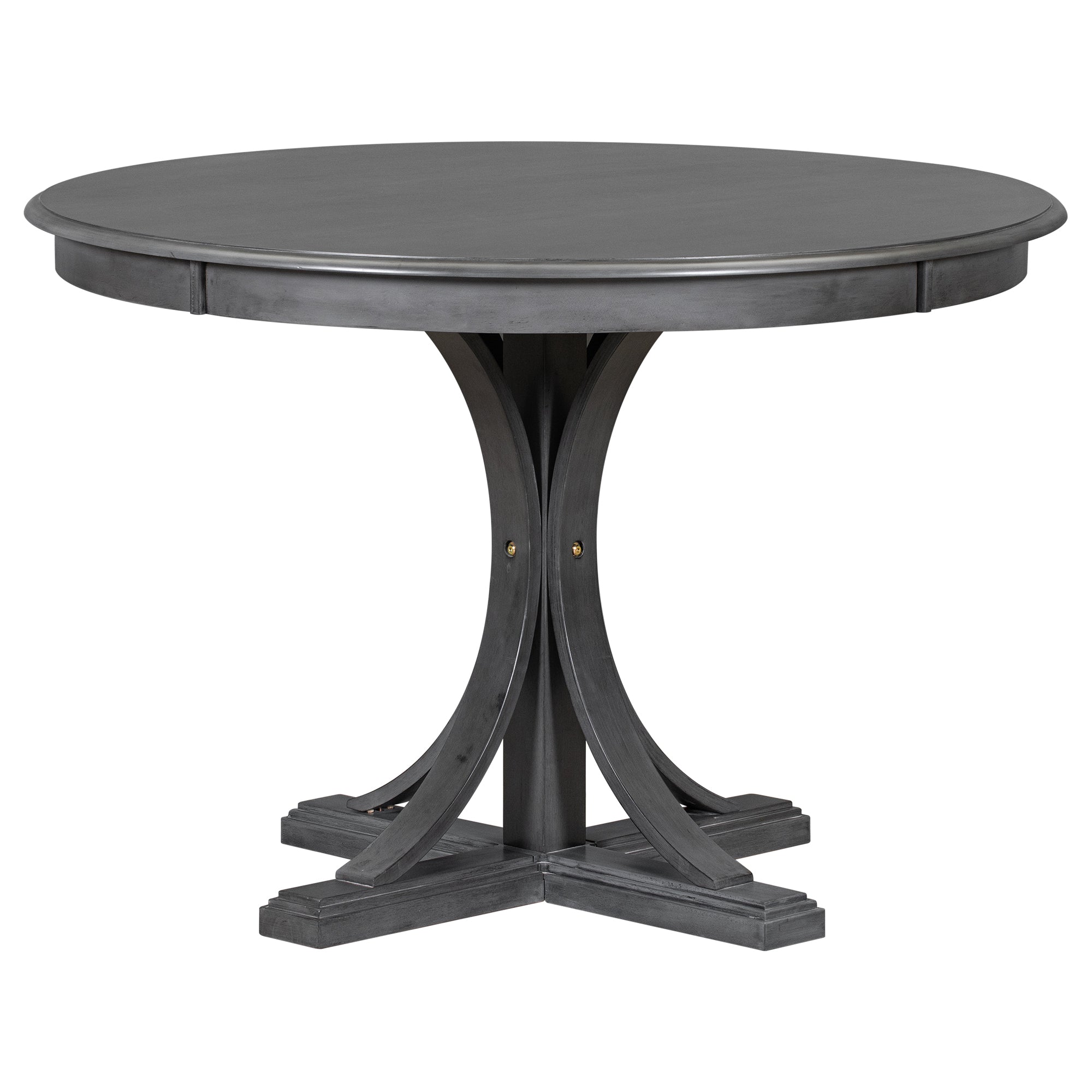 5-Piece Retro Round Dining Table Set – Dark Gray