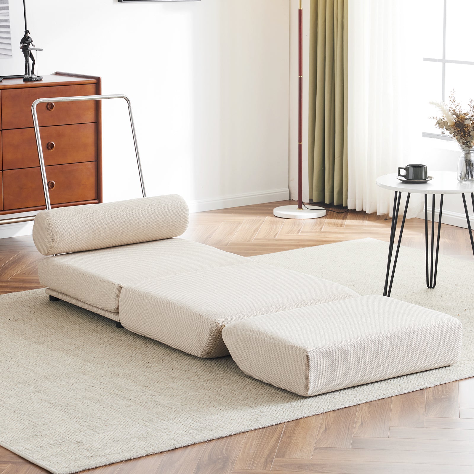 Foldable Sofa Bed Chair – Cream White
