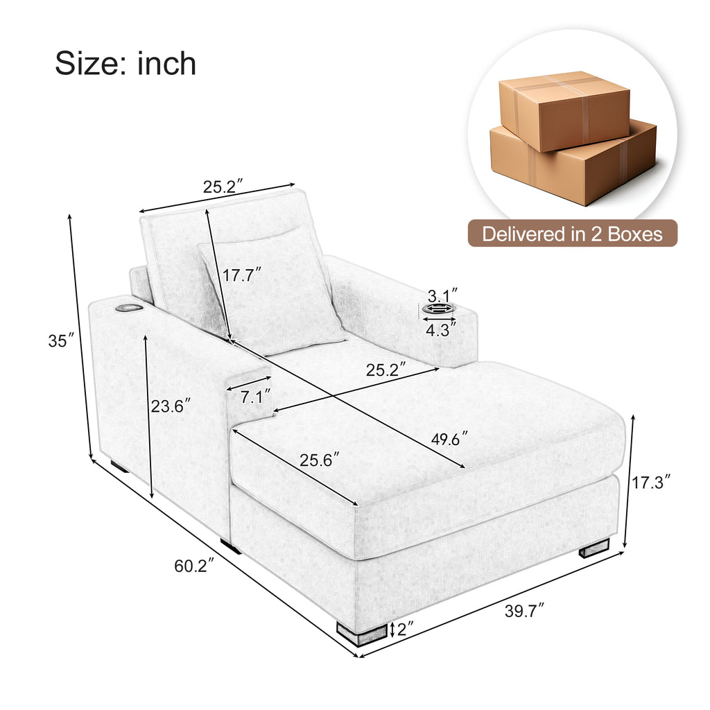 Oversized Chaise Lounger – Cream